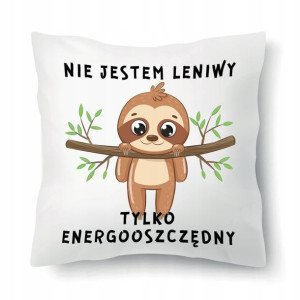 Poduszka Biała LENIWIEC NIE JESTEM LENIWY WZORY