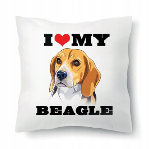 Poduszka Biała Na Prezent Dla Psiary BEAGLE Wzory