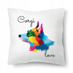 Poduszka Biała Na Prezent Dla Psiary CORGI LOVE