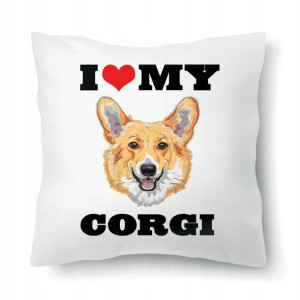 Poduszka Biała Na Prezent Dla Psiary CORGI Wzory