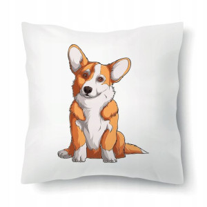 Poduszka Biała Na Prezent Dla Psiary CORGI Wzory