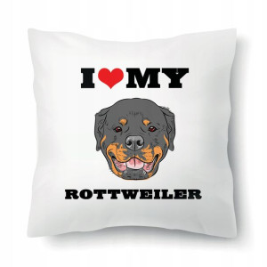 Poduszka Biała Na Prezent Dla Psiary ROTTWEILER Wz