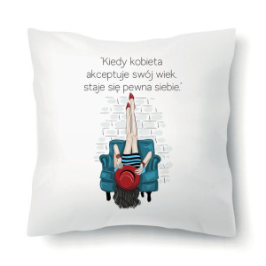 Poduszka Biała Na Prezent PEWNA SIEBIE KOBIETA Wz