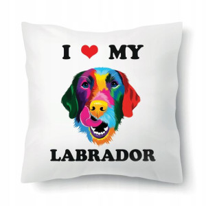 Poduszka Biała Prezent Dla Psiary LABRADOR Wzory