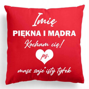 Poduszka Czerwona Na Prezent WALENTYNKI IMIĘ Wzory