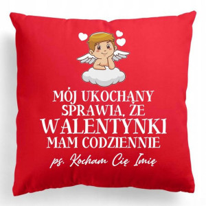 Poduszka Czerwona Na Prezent WALENTYNKI IMIĘ Wzory