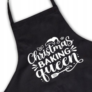 Fartuch Czarny Kuchenny Prezent BAKING QUEEN Wzory