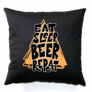 Poduszka Do Spania Czarna Na Prezent EAT SLEEP Wz