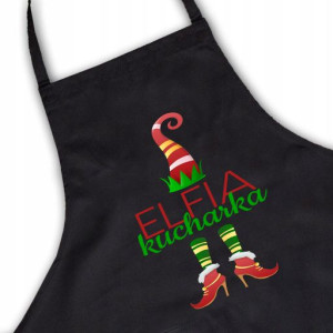 Fartuch Czarny Kuchenny Prezent ELFIA KUCHARKA Wz