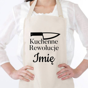 Fartuch KUCHENNE REWOLUCJE Beż Prezent IMIĘ Wz