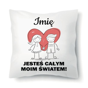 Poduszka Na Prezent WALENTYNKI CAŁY ŚWIAT Imię Wz
