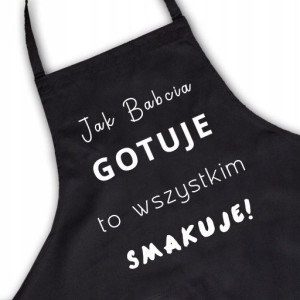 Fartuch kuchenny Czarny Prezent na Dzień Babci 01