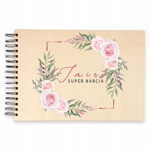 Album Drewniany Prezent Super Babcia 22x31cm Wzory