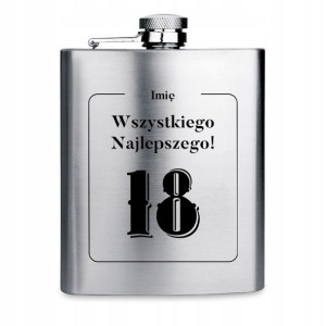 Piersiówka Stalowa 210 Prezent na 18-Stkę IMIĘ Wz