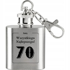 Piersiówka Stalowa 30 ml PREZENT NA URODZINY 70 Wz