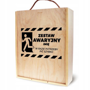 Skrzynka Na 3 Butelki ZESTAW AWARYJNY IMIĘ Wzory