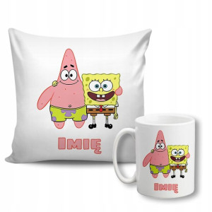 Zestaw Poduszka + Kubek prezent SPONGEBOB IMIĘ Wz