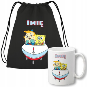 Zestaw Worek Czarny + Kubek SPONGEBOB IMIĘ Wzory