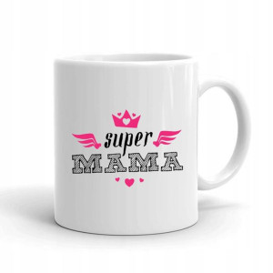 Kubek BIAŁY dla mamy na prezent SUPER MAMA 05