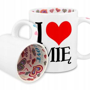 Kubek BIAŁY I LOVE YOU Personalizowany Różne Wzory