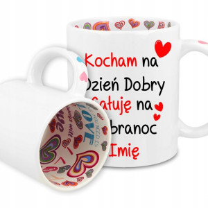 Kubek BIAŁY I LOVE YOU Personalizowany Różne Wzory