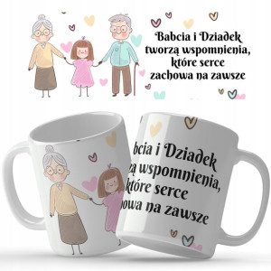 Kubek BIAŁY Na Prezent DLA BABCI I DZIADKA Wzory