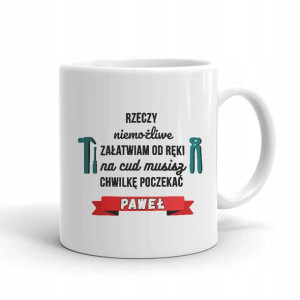 Kubek BIAŁY na prezent DZIEŃ CHŁOPAKA 32 IMIE