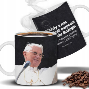 Kubek BIAŁY Na Prezent Z Papieżem BENEDYKT XVI Wz