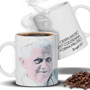 Kubek BIAŁY Na Prezent Z Papieżem BENEDYKT XVI Wz