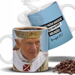 Kubek BIAŁY Na Prezent Z Papieżem BENEDYKT XVI Wz