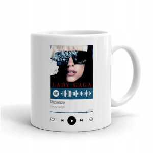 Kubek BIAŁY nadruk LADY GAGA wzór QR SPOTIFY 04