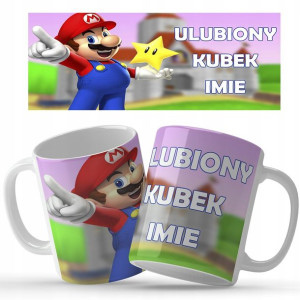 Kubek BIAŁY Nadruk MARIO PERSONALIZOWANY WZORY
