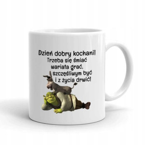 Kubek Biały Nadruk Na Prezent Wzór Osioł SHREK 02