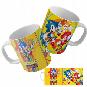 Kubek BIAŁY Nadruk Sonic Garfield TWOJE IMIĘ WZORY