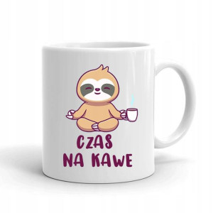 Kubek Biały Prezent Czas Na Kawke LENIWIEC KAWA 01
