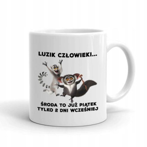 Kubek Biały Prezent Środa to Piątek KRÓL JULIAN 01