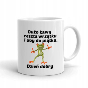 Kubek Biały Śmieszny Wzór Oby Do Piątku ŻABA 03