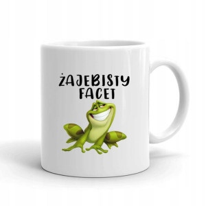 Kubek Biały Śmieszny Wzór ŻAJEBISTY FACET ŻABA 02