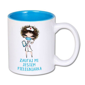 Kubek Biały Wnętrze NIEBIESKIE PIELĘGNIARKI 06