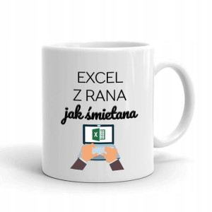 Kubek BIAŁY z nadrukiem na prezent EXCEL Z RANA 01