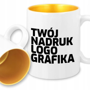 Kubek BIAŁY ZŁOTE WNĘTRZE Na Prezent TWOJE LOGO