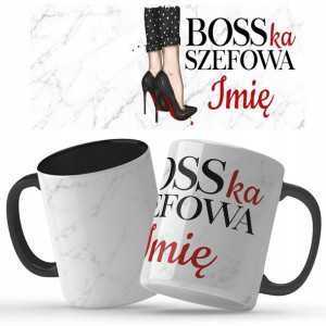 Kubek Czarny Na Prezent BOSKA SZEFOWA IMIĘ Wzory