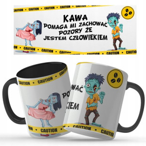 Kubek Czarny Na Prezent KAWA POZORY Wzory