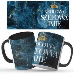 Kubek Czarny Na Prezent KRÓLOWA SZEFOWA IMIĘ Wz