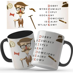Kubek Czarny Na Prezent NA DZIEŃ DZIADKA Top Wzory
