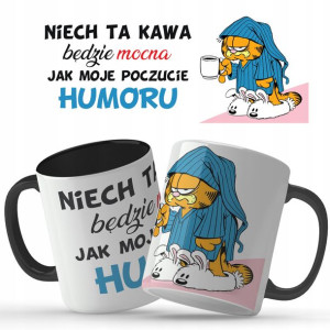 Kubek Czarny Na Prezent PIJĘ MOCNA KAWA Mix Wzory