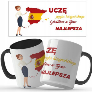 Kubek Czarny Na Prezent UCZĘ HISZPAŃSKIEGO Wz