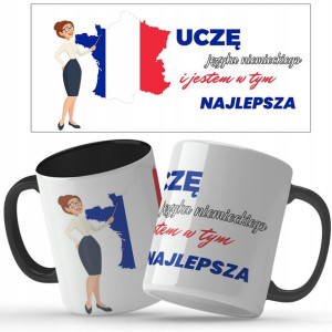 Kubek Czarny Na Prezent UCZĘ NIEMIECKIEGO Wzory