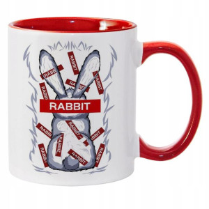Kubek Czerwony Na Prezent RABBIT Śmieszne Wzory