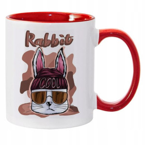Kubek Czerwony Prezent COOL RABBIT Śmieszne Wz